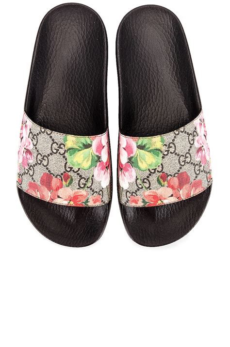 gucci pursuit gg floral slides|Gucci floral slides outfit.